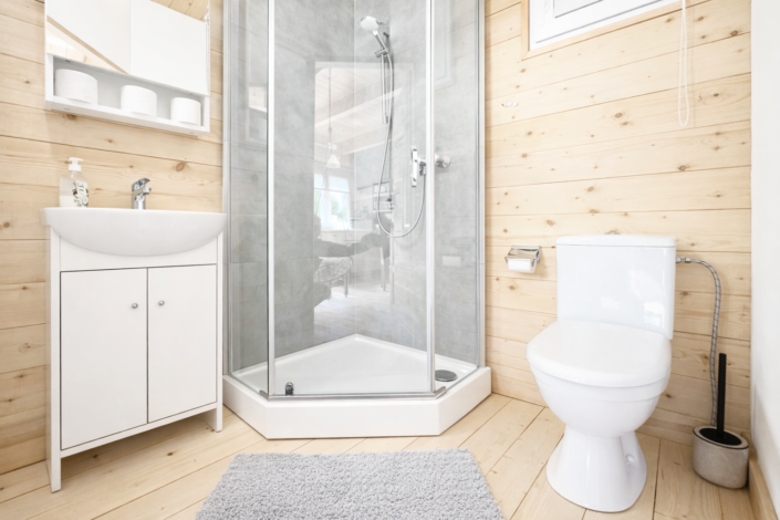 Łazienka w domku drewnianym