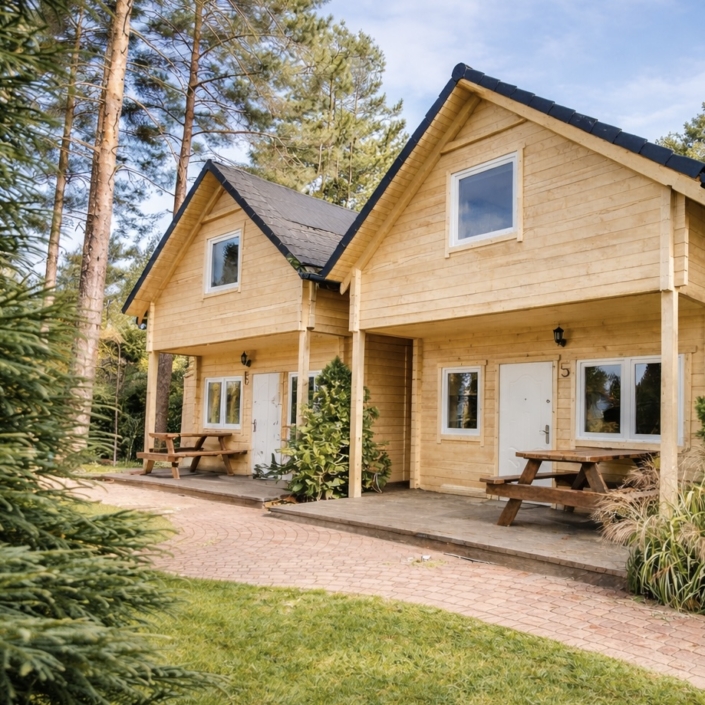 Drewniany domek wakacyjny Morska Fala w Pobierowie z tarasem